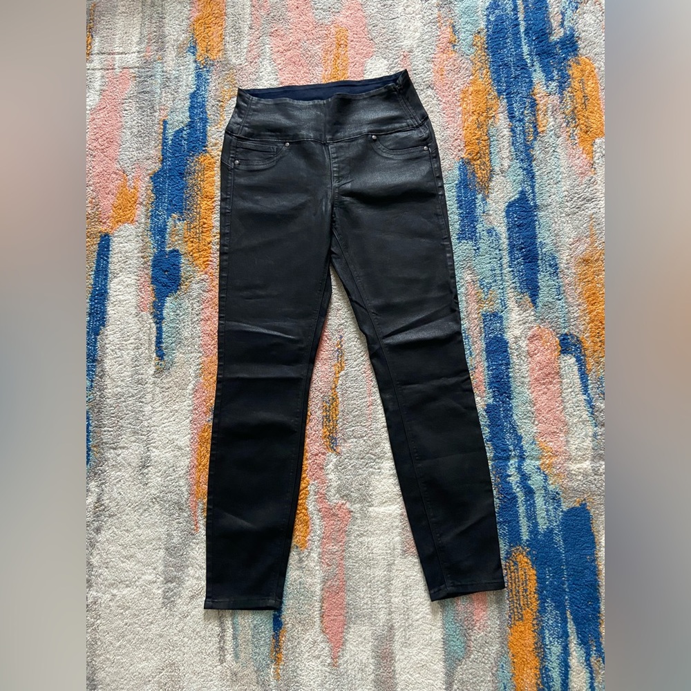 EUC SPANX BY SARA BLAKELY SIGNATURE SKINNY SOLID SIDE ZIPPER DENIM JEANS